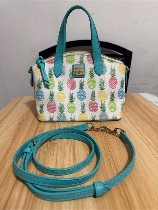 Dooney & Bourke Handbags - Dooney & Bourke Turquoise Pineapple Print Mini Satchel